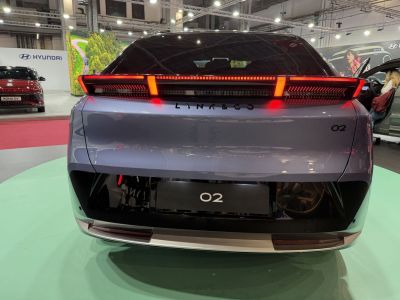 Rear of vehicle with continuous LED light bar and sleek tail design