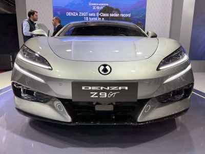 Front view with sleek LED headlights and aerodynamic front design