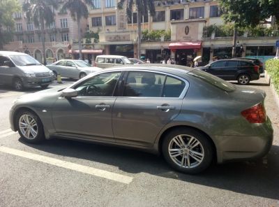 Side profile of a mid-size luxury sedan with alloy wheels