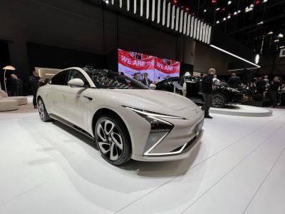 Futuristic angular LED headlights with sleek aerodynamic rims