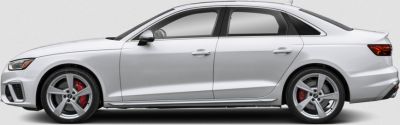 Side profile of sporty sedan with red brake calipers