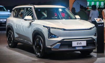 Futuristic SUV front with LED headlights and aerodynamic design