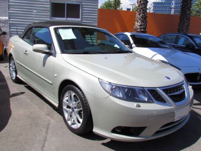 Front-angle view of convertible with closed soft top