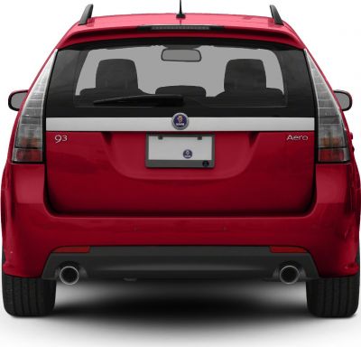 Rear of hatchback wagon with split taillights and dual exhausts