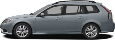 Side profile of a sleek wagon with roof rails and alloy wheels