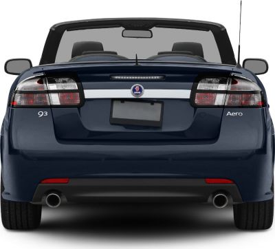 Rear view of convertible with dual exhaust and distinct taillights
