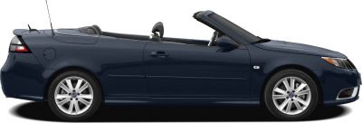 Side view of convertible with soft top down and alloy wheels
