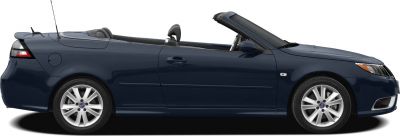 Two-door convertible with open roof and sleek exterior profile