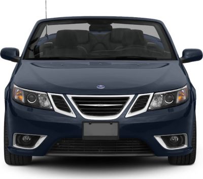 Front view of a convertible with distinctive grille and headlights