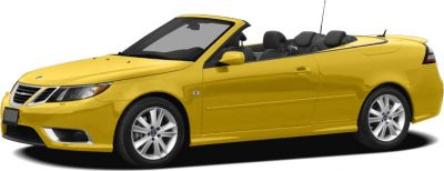 Bright yellow convertible with open roof and sleek 4-door design