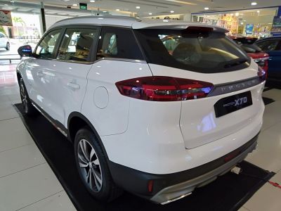 Rear and side view of an SUV with distinctive tail lights and alloy wheels