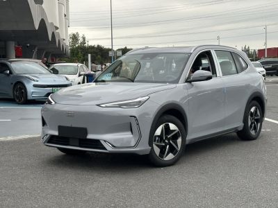 Electric SUV with sleek LED headlights and unique alloy wheels