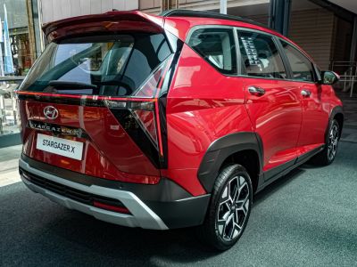 SUV rear design with unique taillights and alloy wheels