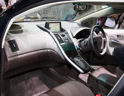 Interior with central infotainment screen and ergonomic dashboard.