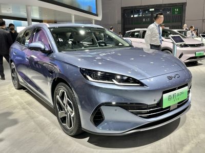 Sleek front and side view of modern station wagon with alloy wheels