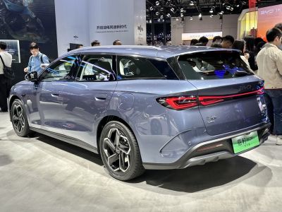 Modern station wagon rear with sleek LED tail lights and aerodynamic styling.