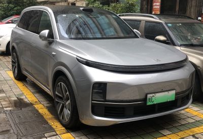 Electric SUV with sleek front LED headlights and aerodynamic design