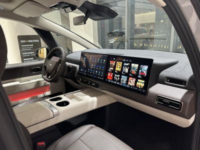 Dual wide digital display dashboard with modern minimalist interior