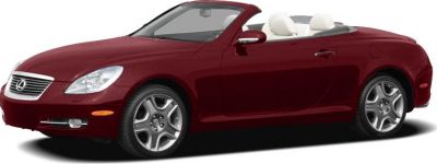 Maroon convertible with white interior, sleek design and facelifted front features.