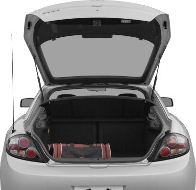 Open trunk with visible trunk space and tail lights