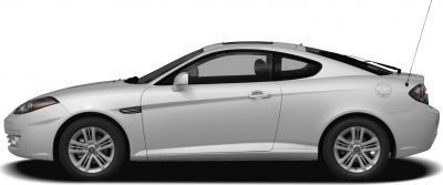 Side profile of sleek coupe with alloy wheels