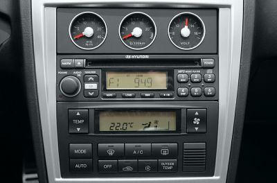 Dashboard gauges, audio system, and climate controls