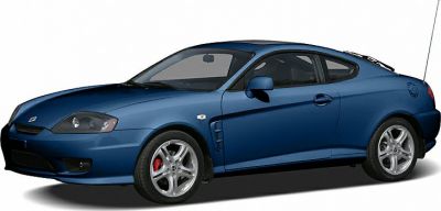 Two-door coupe with aerodynamic shape and alloy wheels