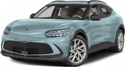 Front view of a sleek SUV with distinctive grille and LED headlights.