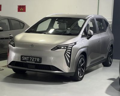 Front and side view with futuristic headlights and aerodynamic shape