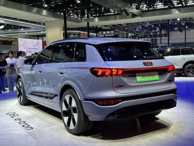 Rear view with LED taillights and sleek design of electric SUV