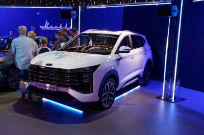 Modern SUV with LED headlamps and illuminated undercarriage lighting