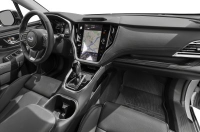 SUV interior with large touchscreen and modern gear shift