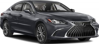Luxury sedan front profile with spindle grille and LED headlights