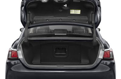 Open trunk with spacious cargo area and rear seat pass-through