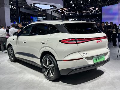 Electric SUV rear with LED tail lights and alloy wheels