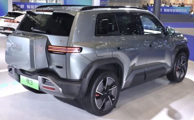 Rear and side view of modern SUV with rear spare wheel cover and LED taillights