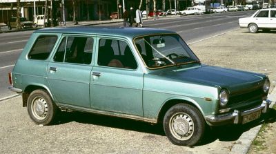 Classic boxy-shaped vintage station wagon with spacious design and large windows