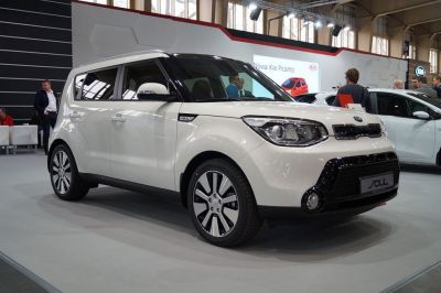 Boxy compact SUV with distinctive front grille and alloy wheels