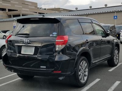 Black SUV rear side view with alloy wheels and roof rails