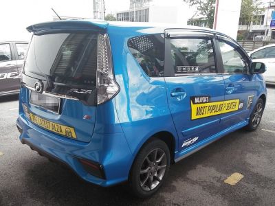Rear and side view with wheels and rear lights of MPV