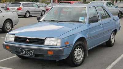 Front view of a 1980s compact hatchback with rectangular headlights