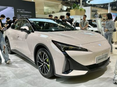 Advanced LED headlights and aerodynamic front design with modern wheels