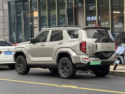 Angular 5-door SUV rear side with exterior spare wheel