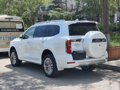 Rear view of SUV with spare wheel cover and vertical taillights