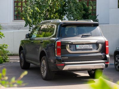 Rear view of full-size SUV with vertical LED taillights and roof rails