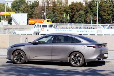 Sleek aerodynamic sedan with modern alloy wheels