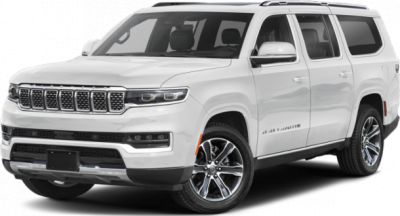White SUV with LED headlights and prominent front grille.