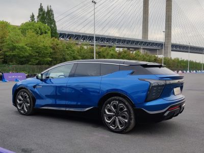 Sleek aerodynamic electric SUV with futuristic rear and modern wheels