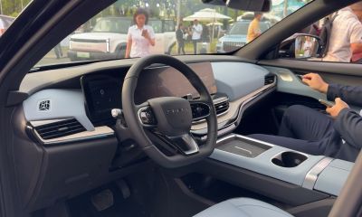 Digital dashboard and multifunction steering wheel in modern car interior