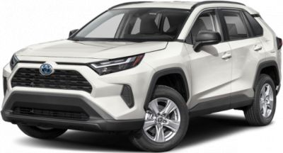 Modern SUV front view with sharp headlights and bold grille.